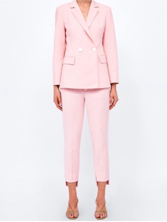 Zara Jackets & Blazers - Zara Light Pink Double-Breasted Blazer M & Cropped Pants S